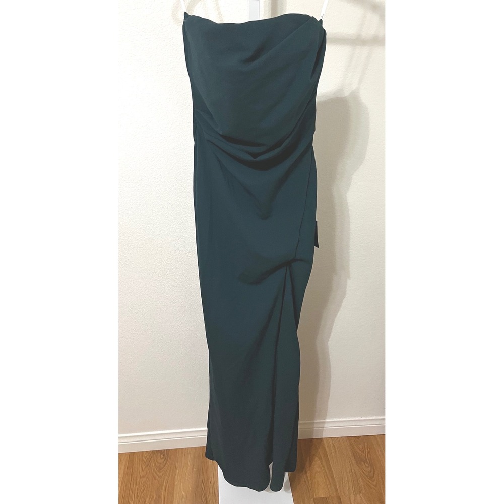 NWT Lulus Marvelous Entrance Emerald Green Pleated Strapless Maxi Dress XS - Picture 5 of 11